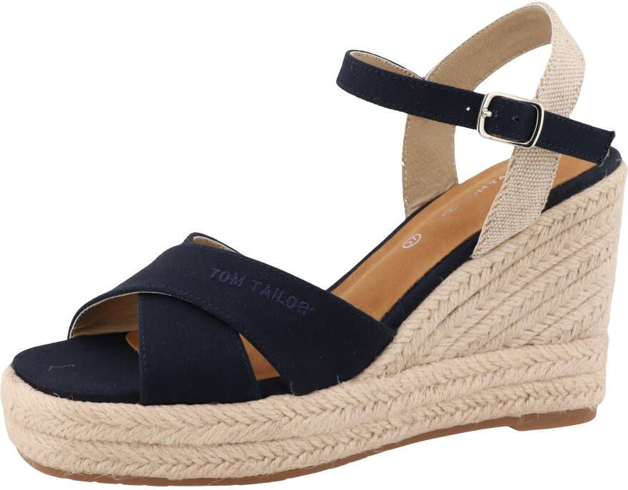 Tom Tailor Highheel sandaaltjes Jolanda zomerschoen sandaal wig hak met verstelbare bandjes