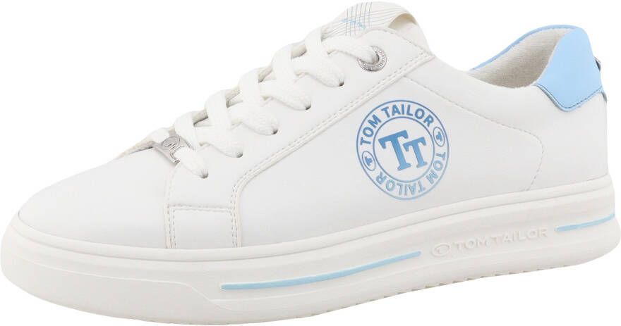 Tom Tailor Plateausneakers lage schoen vrijetijdsschoen veterschoen contrastafwerking op de hiel
