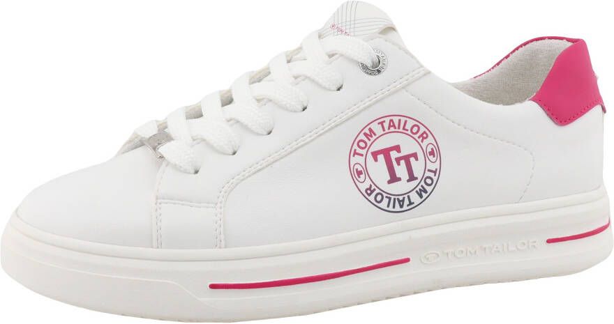 Tom Tailor Plateausneakers lage schoen vrijetijdsschoen veterschoen contrastafwerking op de hiel