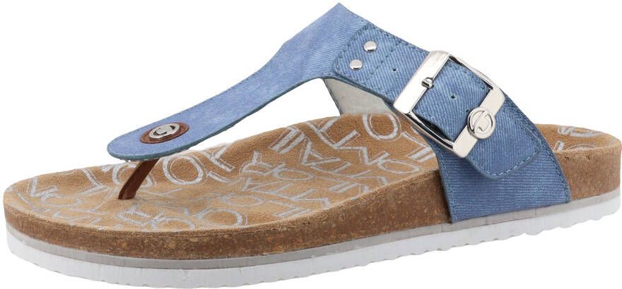 Tom Tailor Teenslippers flats zomerschoen dianette strand schoen in jeans-look