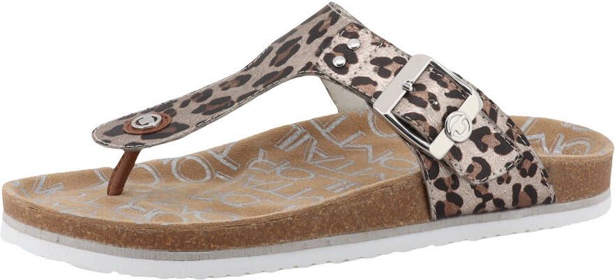 Tom Tailor Teenslippers zomerschoen dianette flats in leeuw-look