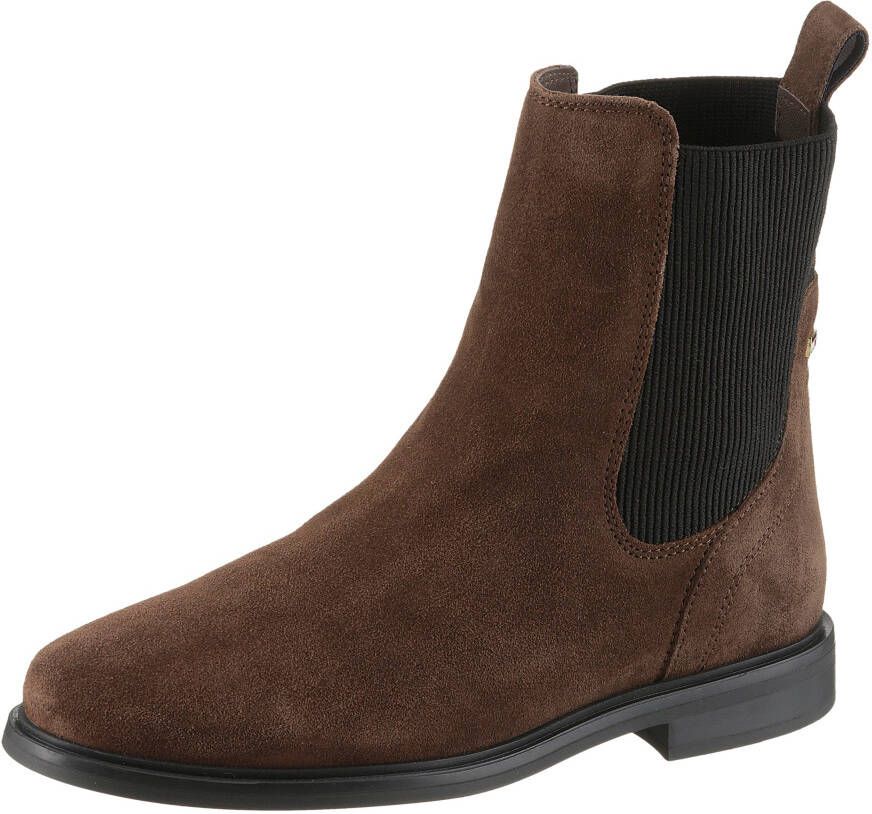 Tommy Hilfiger Chelsea-boots FLAG SUEDE CHELSEA BOOT enkellaarsjes zakelijke schoen met hardcover vlag op de hiel
