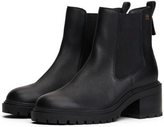 Tommy Hilfiger Chelsea-boots TH LEATHER CHELSEA CLEATED HEEL blokhak enkellaarsje met klein logo-embleem