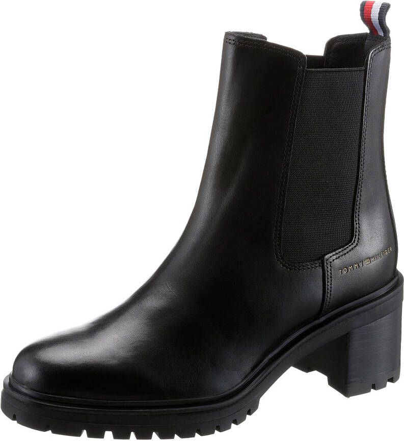 Tommy Hilfiger Chelsea boots van leermix met merkdetail in metallic - Foto 5