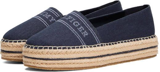 Tommy Hilfiger Espadrilles DENIM PLATFORM ESPADRILLE plateau slipper instapschoen comfortschoen met bastbekleding op het plateau