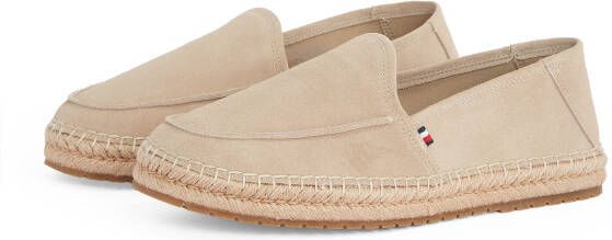 Tommy Hilfiger Espadrilles HILFIGER FLEX ESPA SUEDE LOAFER zomerschoen instapschoen slippers met bamboe-bekleding op de plateau
