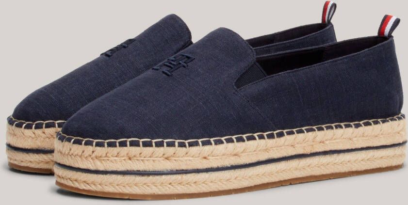 Tommy Hilfiger Espadrilles TH EMBROIDERED CANVAS FLATFORM zomerschoen instapschoen slipper met jute-beklede plateau