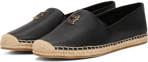 Tommy Hilfiger Espadrilles TH LOGO LEATHER ESPADRILLE zomer mode flats slippers instapschoen in smalle vorm