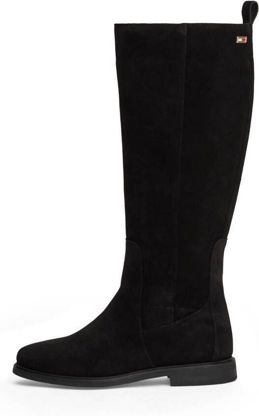 Tommy Hilfiger Laarzen FLAG SUEDE LONG BOOT ZIP blokhak lange laarzen businesslaarzen met klein logo