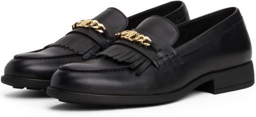 Tommy Hilfiger Loafers TH CHAIN FRINGE LEATHER LOAFER blokhak slipper zakelijke schoen met modieuze franjes