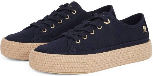 Tommy Hilfiger Plateausneakers VULC ESPADRILLE SNEAKER vrijetijdsschoen halfhoge schoen veterschoen met bastbezette plateauzool