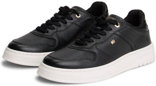 Tommy Hilfiger Plateausneakers TH SPORTY CUPSOLE LEATHER vrijetijdsschoen lage schoen veterschoen met zijlogo