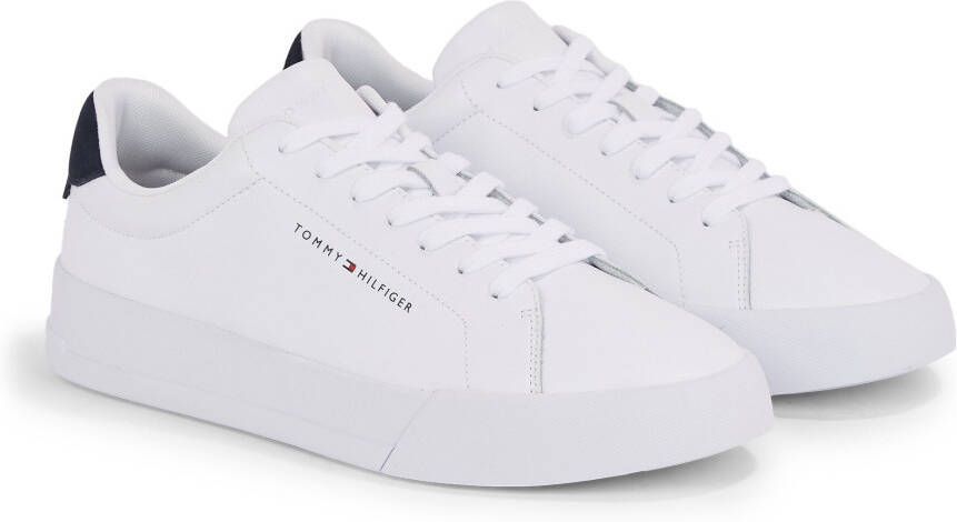 Tommy Hilfiger Plateausneakers TH COURT LEATHER GRAIN ESS vrijetijdsschoen halfschoen veterschoen met logo-opdruk