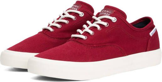 Tommy Hilfiger Plateausneakers TH HI VULC LOW OXFORD TWILL vrijetijdsschoen lage schoen veterschoen met label op de hiel