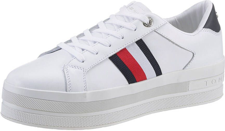 Tommy Hilfiger Plateausneakers TH WEBBING FLATFORM CUPSOLE met strepen opzij