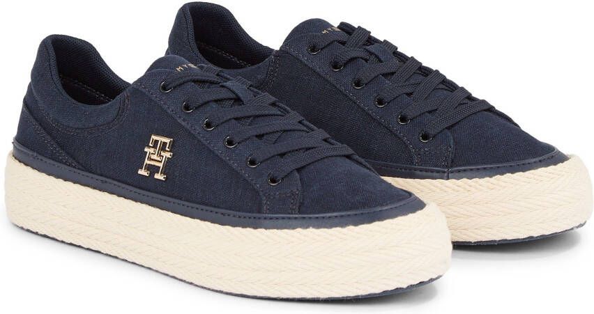 Tommy Hilfiger Plateausneakers VULC SNEAKER LINNEN met gepolsterde schaprand vrijetijdsschoen lage schoen veterschoen