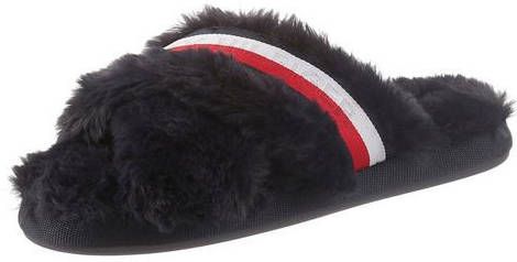 Tommy Hilfiger Pluchen pantoffels TOMMY FURRY HOME SLIPPER met textielband
