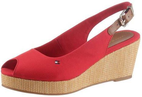 Tommy Hilfiger Sandaaltjes ICONIC ELBA SLING BACK WEDGE met jutebeleg