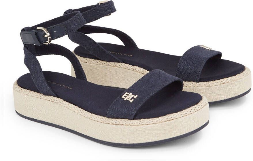 Tommy Hilfiger Sandalen LINEN FLATFORM zomerschoen sandaal plateauhak met verstelbare gesp