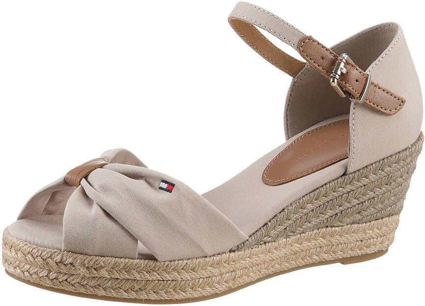 Tommy Hilfiger Sleehaksandaaltjes BASIC OPEN TOE MID WEDGE met een verstelbaar riempje