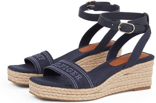 Tommy Hilfiger Sleehaksandaaltjes ESPAD MID WEDGE bandjesandaal zomerschoen met verstelbare gesp