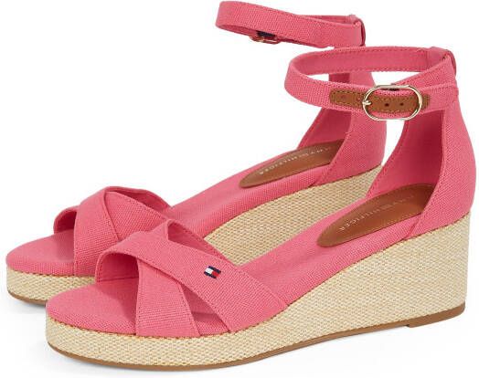 Tommy Hilfiger Sleehaksandaaltjes FLAG CRISS-CROS MID WEDGE ESPAD bandjessandaal zomerschoen met verstelbare gesp