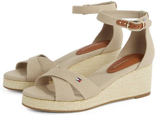 Tommy Hilfiger Sleehaksandaaltjes FLAG CRISS-CROS MID WEDGE ESPAD bandjessandaal zomerschoen met verstelbare gesp