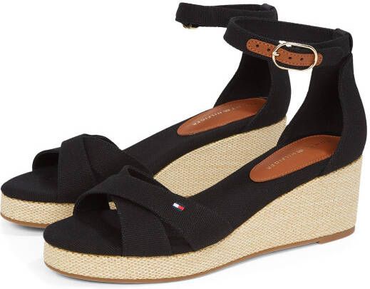 Tommy Hilfiger Sleehaksandaaltjes FLAG CRISS-CROS MID WEDGE ESPAD bandjessandaal zomerschoen met verstelbare gesp