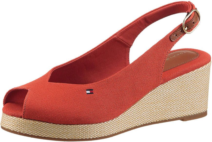 Tommy Hilfiger Sleehaksandaaltjes FLAG MID WEDGE ESPAD SLINGBACK plateau zomerschoen riem-sandaal met verstelbare gesp