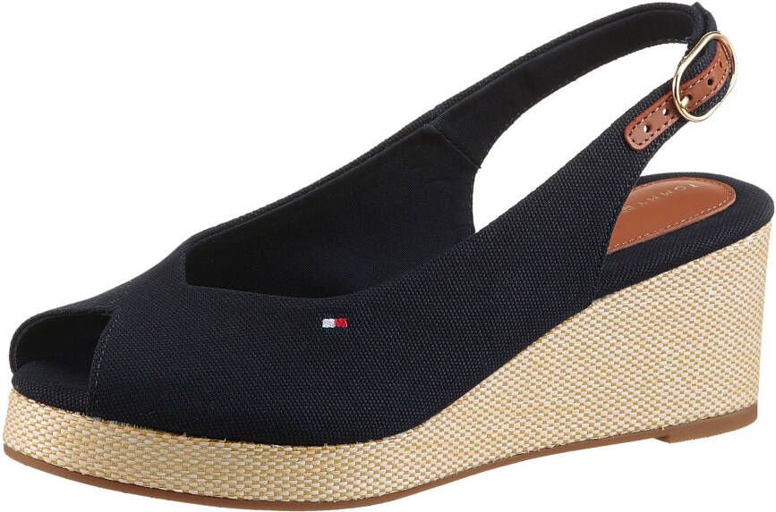 Tommy Hilfiger Sleehaksandaaltjes FLAG MID WEDGE ESPAD SLINGBACK plateau zomerschoen riem-sandaal met verstelbare gesp