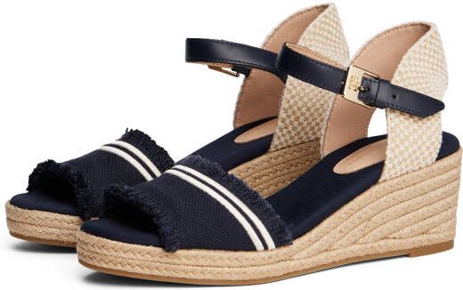 Tommy Hilfiger Sleehaksandaaltjes FRINGE CANVAS MEDIUM WEDGE