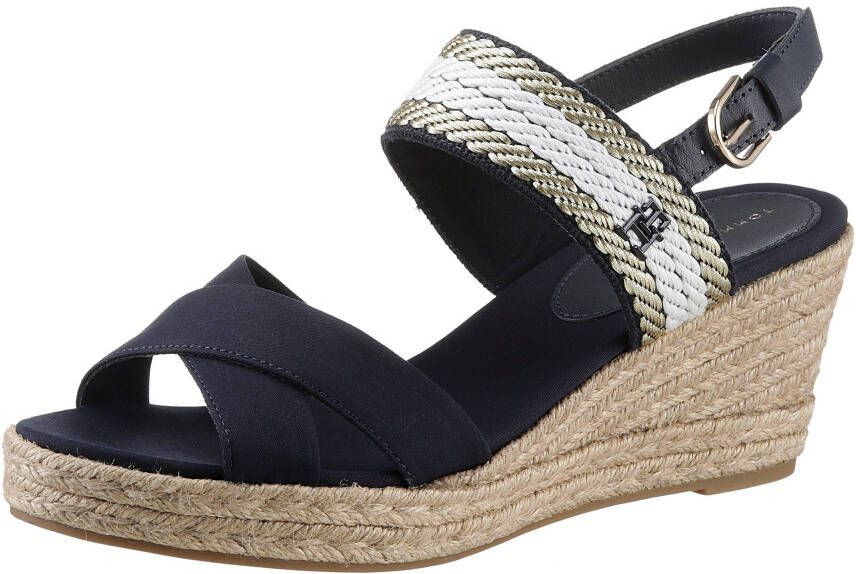 Tommy Hilfiger Sleehaksandaaltjes GOLDEN WEBBING MID WEDGE