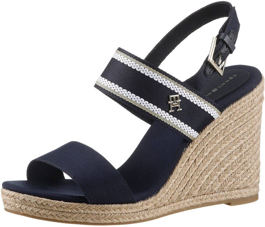 Tommy Hilfiger Sleehaksandaaltjes WEBBING HIGH WEDGE SANDAL zomerschoen sandaal wig hak met zij th-label - Foto 2