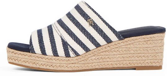 Tommy Hilfiger Slippers NAUTICAL STRIPES ESPADRILLE MULE sleehak zomerschoen in modieuze streep-look