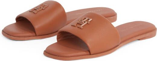 Tommy Hilfiger Slippers TH LOGO HARDWARE LEATHER MULE zomerschoen flats comfortabele schoen met th-logo