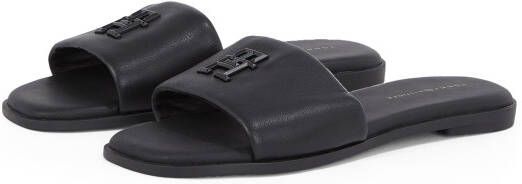 Tommy Hilfiger Slippers TH LOGO HARDWARE LEATHER MULE zomerschoen flats comfortabele schoen met th-logo
