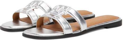 Tommy Hilfiger Slippers TH LOGO STRAP METALLIC MULE blokhak zomerschoen flats comfort-schoen met th-logo