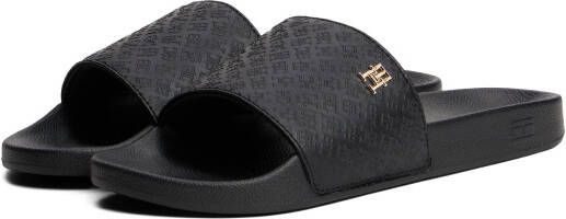Tommy Hilfiger Slippers TH MONOGRAM POOLSIDE comfort-schoen zomerschoen instapschoen met th-sieraad