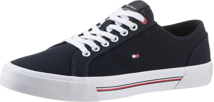 Tommy Hilfiger Sneakers CORE CORPORATE VULC CANVAS met strepen in de plateau vrijetijdsschoen halfhoge schoen veterschoen - Foto 4