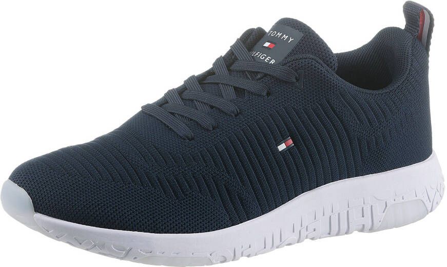 Tommy Hilfiger Sneakers CORPORATE KNIT RIB RUNNER met zijlogo-vlag vrijetijdsschoen lage schoen veterschoen