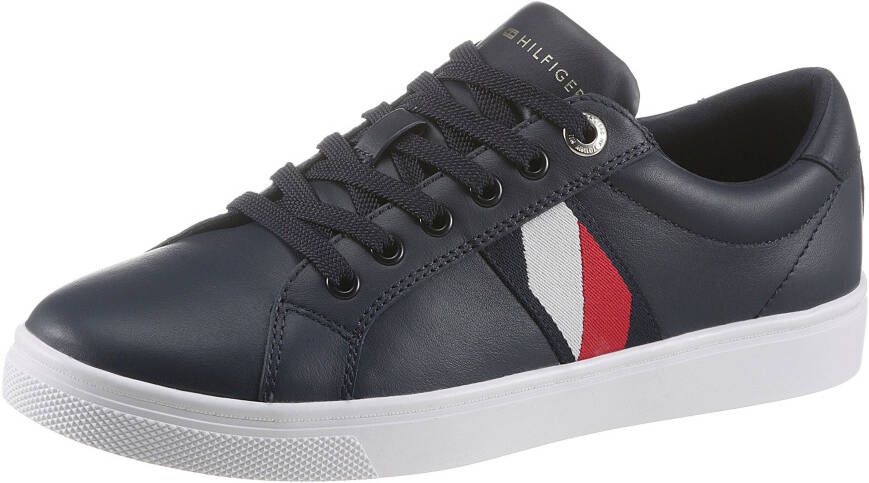Tommy Hilfiger Sneakers CORPORATE TOMMY CUPSOLE met zijstrepen vrijetijdsschoen halfhoge schoen veterschoen