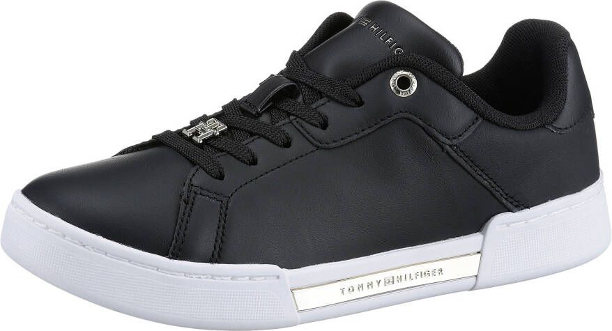 Tommy Hilfiger Sneakers COURT SNEAKER GOLDEN TH met goudkleurige details vrijetijdsschoen lage schoen veterschoen