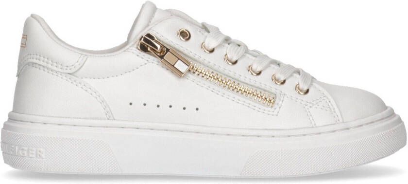 Tommy Hilfiger Sneakers LOW CUT LACE-UP SNEAKER WHITE met praktische rits aan de buitenkant