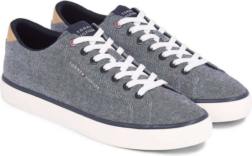 Tommy Hilfiger Sneakers TH HI VULC LOW CHAMBRAY met logo-opdruk vrijetijdsschoen lage schoen veterschoen
