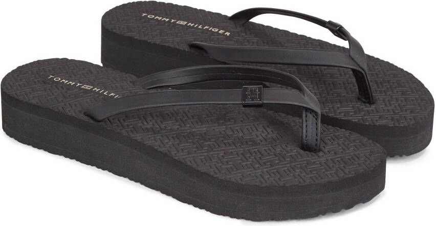 Tommy Hilfiger Teenslippers MONOGRAM BEACH SANDAL plateau zomerschoen slippers met logo-embleem