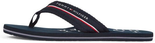 Tommy Hilfiger Teenslippers WEB BEACH SANDAL dianette zomerschoen badslipper met logo-opschrift