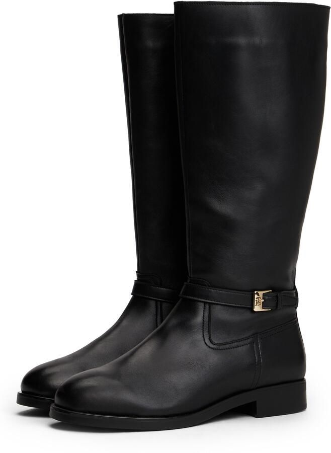 Tommy Hilfiger Laarzen TH BUCKLE RIDING LTHR LONG BOOT hakken lange laarzen zakelijke laarzen met decoratieve gesp