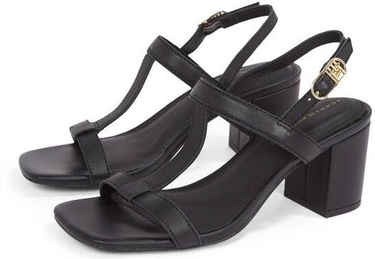 Tommy Hilfiger Sandaaltjes LEATHER BLOCK HEEL SANDAL avondschoen partyschoen met verstelbare gesp smalle vorm