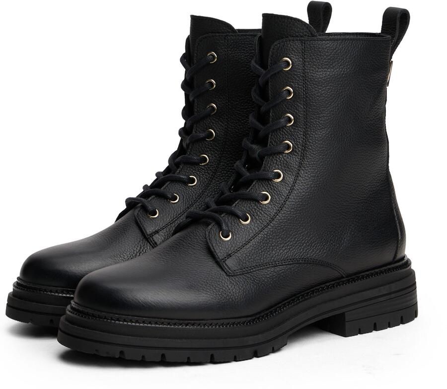 Tommy Hilfiger Veterschoenen TH PLAQUE PEBBLE LACE BOOT WARM blokhak veterenkellaars met th-sier element op de hiel - Foto 8