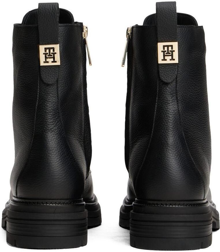 Tommy Hilfiger Veterschoenen TH PLAQUE PEBBLE LACE BOOT WARM blokhak veterenkellaars met th-sier element op de hiel - Foto 9